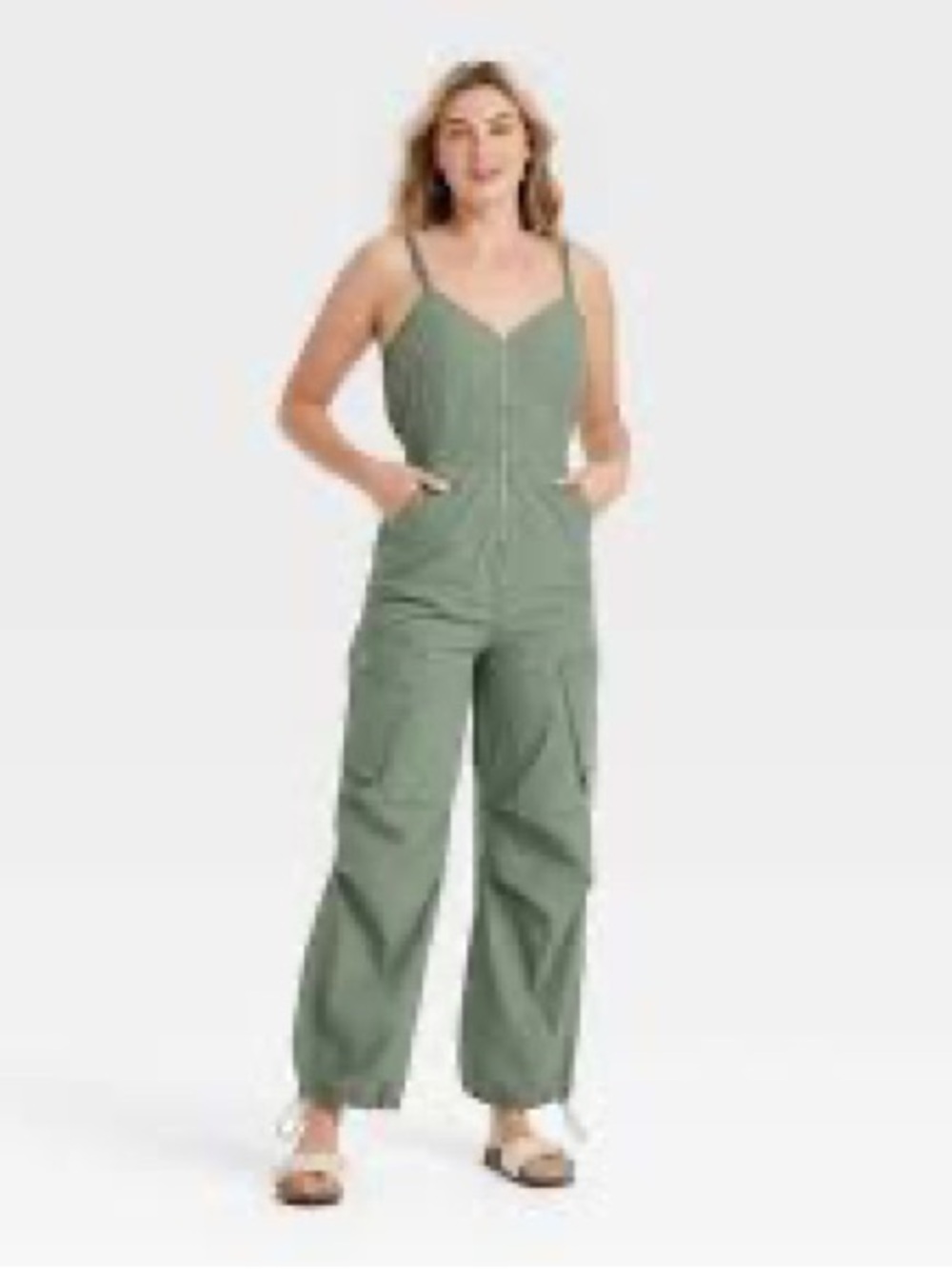 Universal Thread Olive Green Utility Zip Jumpsuit